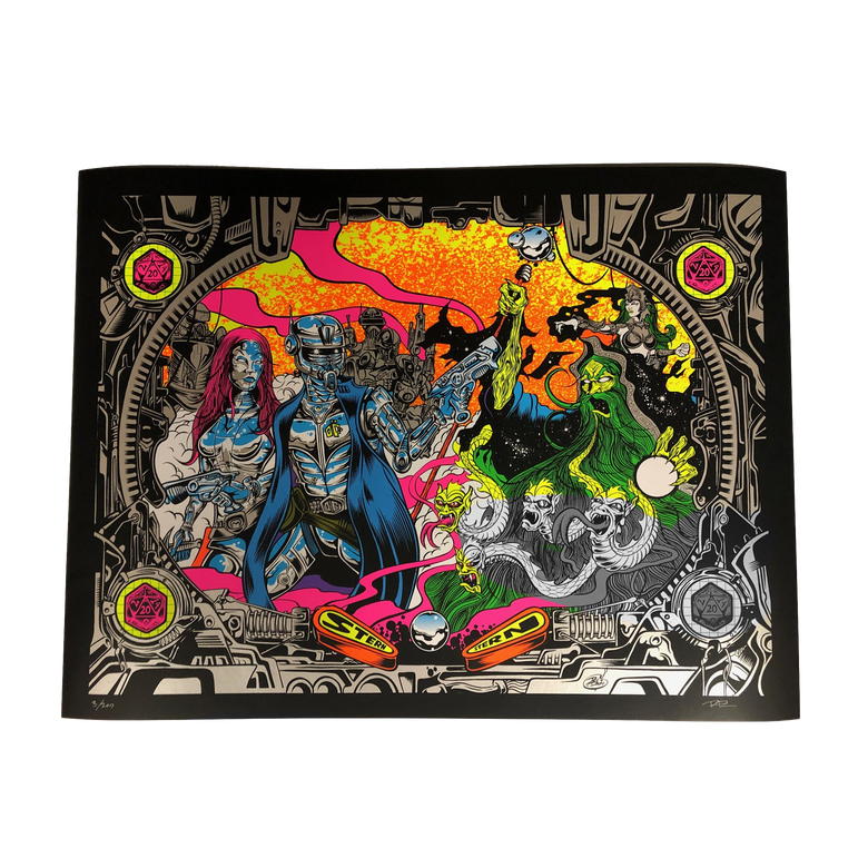 Limited Edition "Cyborg vs. The Pinball Wizard" Poster by Dirty Donny